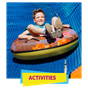Giant jumping pillows - children's attractions at Heatherton World of Activities, Pembrokeshire